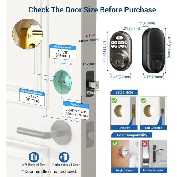 Keyless Entry Door Lock Electronic Keypad Deadbolt - Image 6